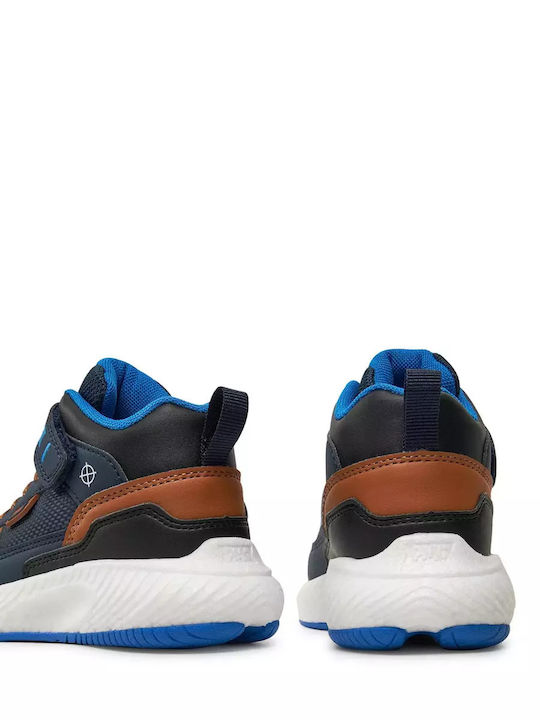 Παιδικά Sneakers High Ανατομικά με Σκρατς Navy Μπλε