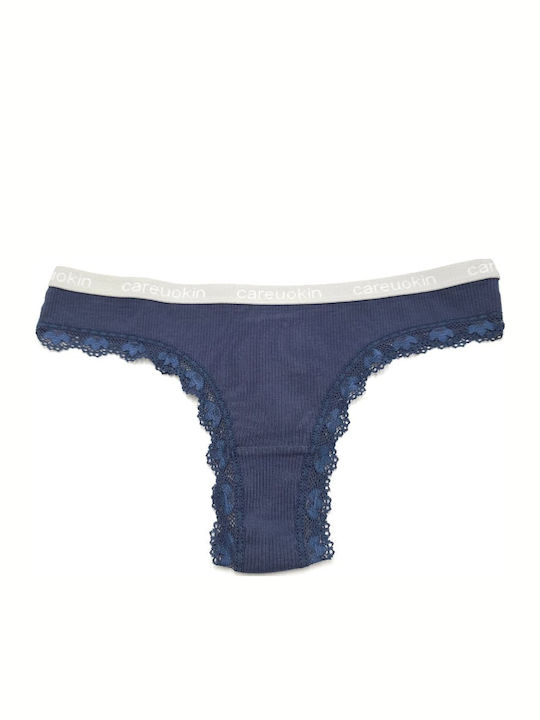 Women's Brazil Briefs With Lace Navy Blue