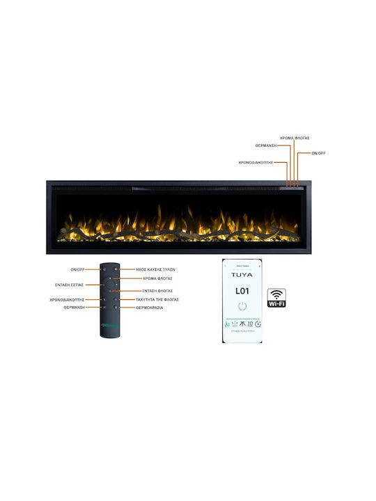 Electric Fireplace Smart Notting Hill 42 Wall Mounted Insert LED 1800w Hitense