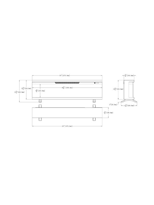 Electric Fireplace Three-Sided Smart Notting Berlin 50 Wall Mounted Insert LED 1800w Hitense