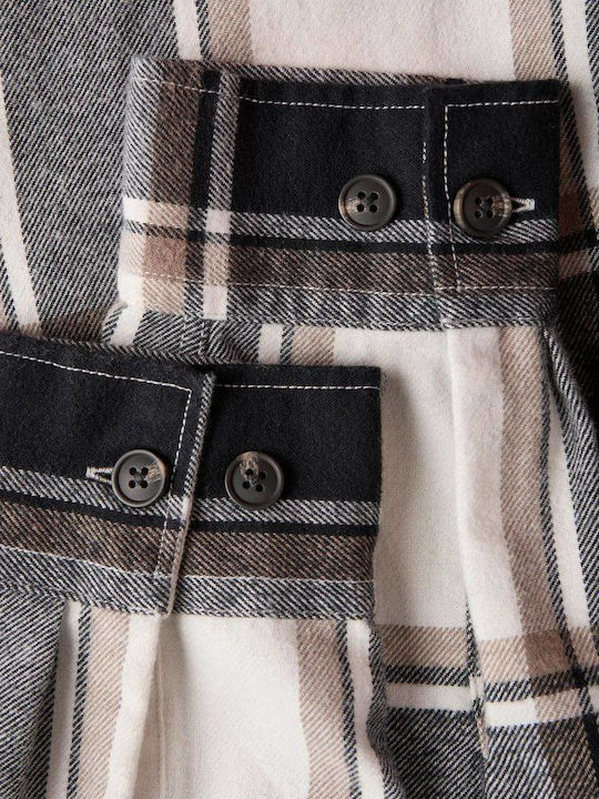 Long Sleeve Checked Overshirt Crockery
