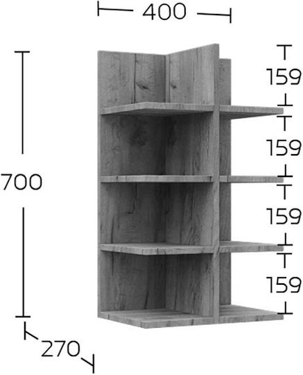 Wandregal Callisto Dunkle Eiche 40x27.7x70cm