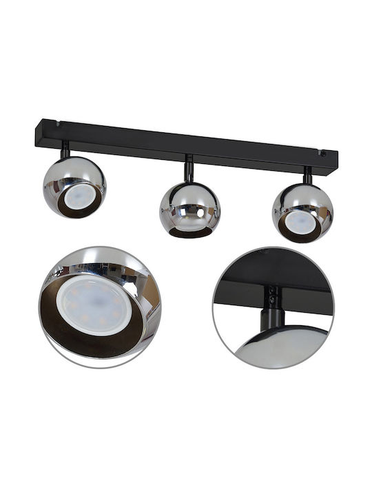 Light Home Triplu Spot cu Soclu GU10 în Culoare Negru
