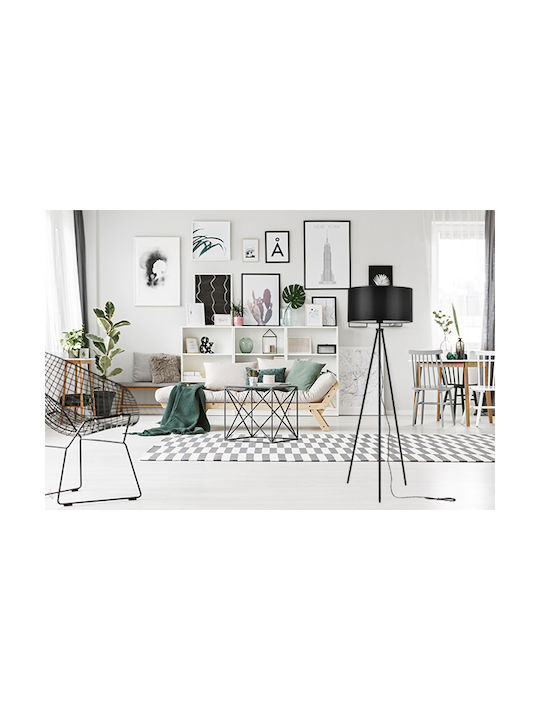 Light Home Floor Lamp with Socket for Bulb E27 Black