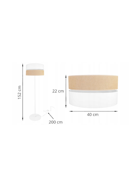 Light Home Lampa de podea Î152xL40cm. cu Soclu pentru Bec E27 Alb