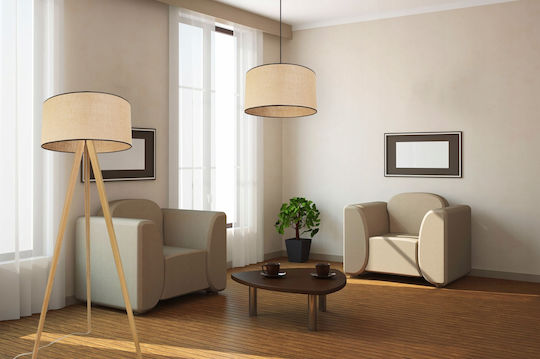 Light Home Floor Lamp H145cm. with Socket for Bulb E27 White