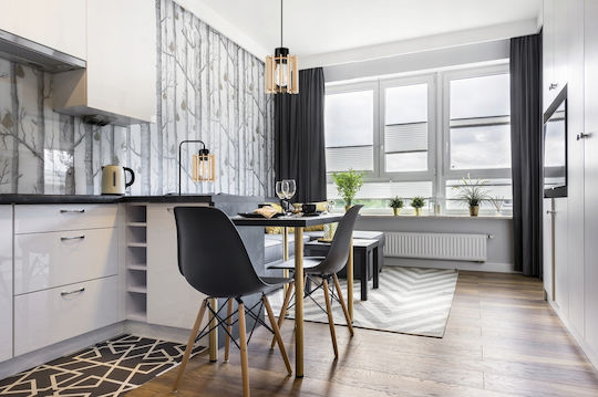 Light Home Holz Tischlampe für Fassung E27 mit Schwarz Schirm und Basis