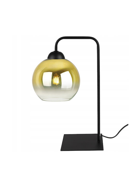 Light Home Glas Tischlampe für Fassung E27 mit Schwarz Schirm und Basis