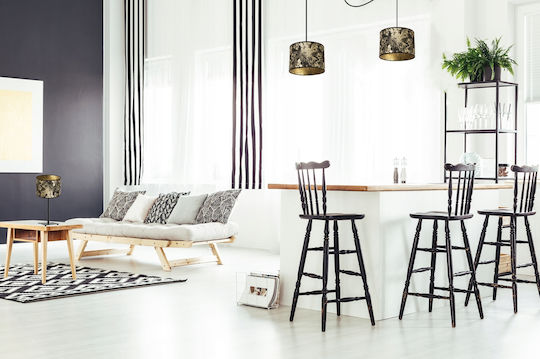 Light Home Метална Настолна лампа за Цокъл E27 с Бял Абажур и Основа