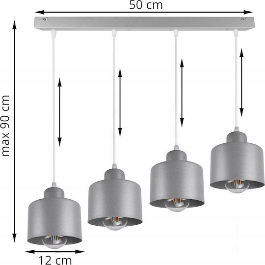 Light Home Ρυθμιζόμενο Κρεμαστό Φωτιστικό Γκρι
