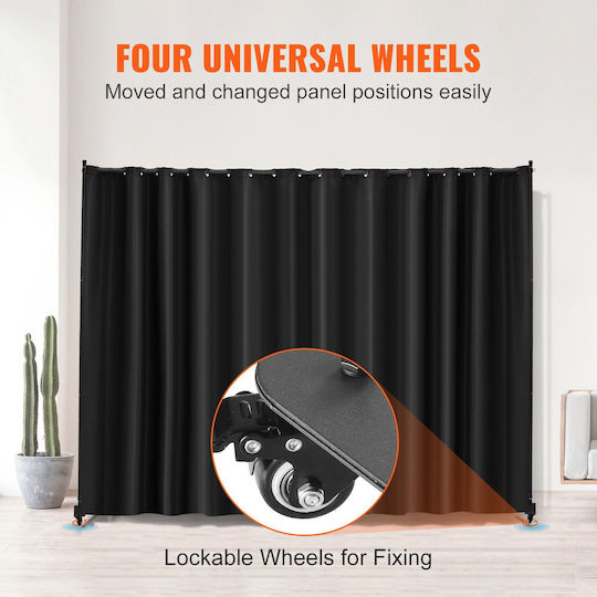 Vevor Portable Room Divider Wheels Black Privacy Screen Blpf96120incyupd6v0