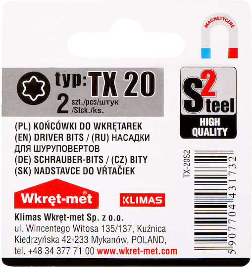 Screwdriver Bit Type Torx-20 S2