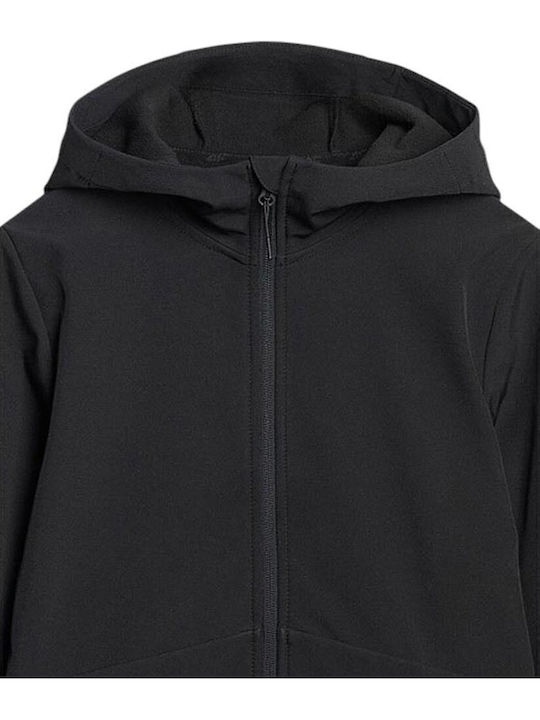 Women's Sports Softshell Jacket Waterproof and Windproof for Winter with Hood Black