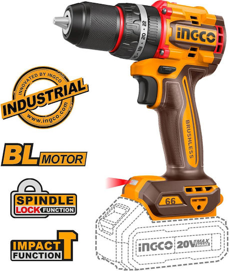 Ingco COSLI241198E Set Roată unghiulară & Mașină de găurit cu impact & Ciocanul Brushless 20V cu 2 baterii 4Ah și husă