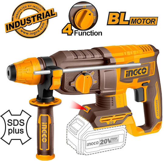 Ingco COSLI241198E Set Roată unghiulară & Mașină de găurit cu impact & Ciocanul Brushless 20V cu 2 baterii 4Ah și husă