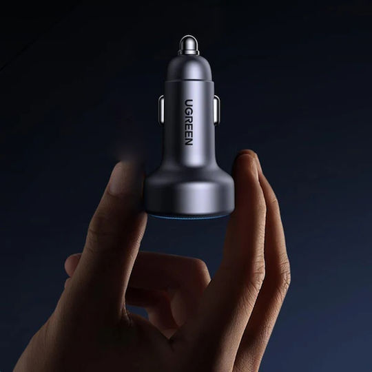 Ugreen EC307 Car Charger 30W 3A with Ports: 1xUSB 2xType-C