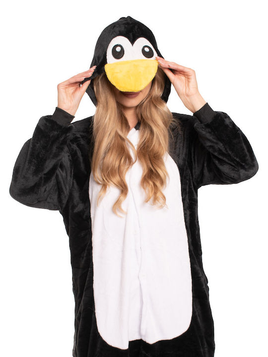 Winter Damen-Overall-Schlafanzug Schwarz