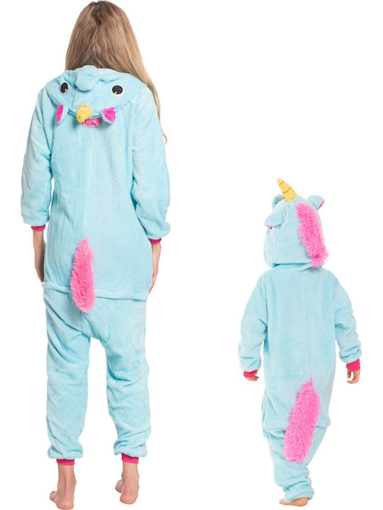 Winter Damen-Overall-Schlafanzug Blau
