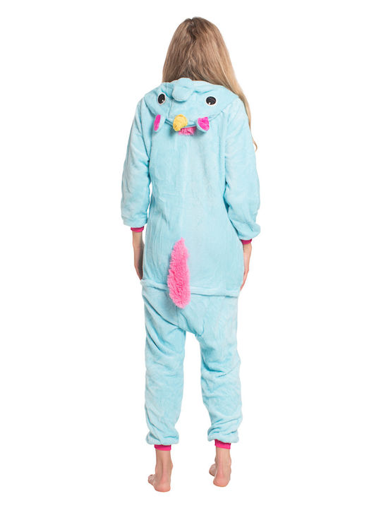 Winter Damen-Overall-Schlafanzug Blau