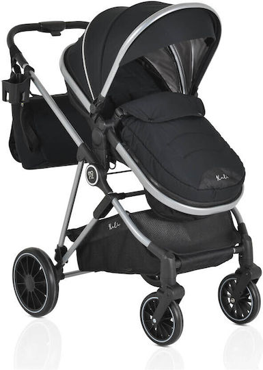 Moni Kali Verstellbar 2 in 1 Baby Kinderwagen Geeignet für Neugeborene Schwarz