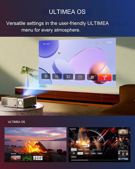 Ultimea Apollo P60 Projector DLP (DMD) Full HD LED Lamp with Wi-Fi and Built-in Speakers Gray