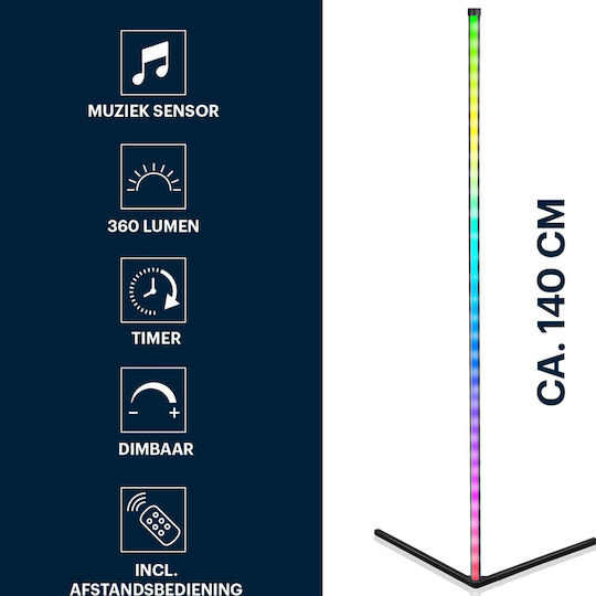 Grundig LED Stehleuchte H140cm. mit RGB Licht Schwarz