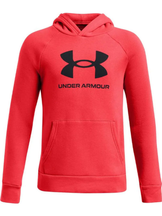 Fleece Kids Sweatshirt with Hood and Pockets Red Rival