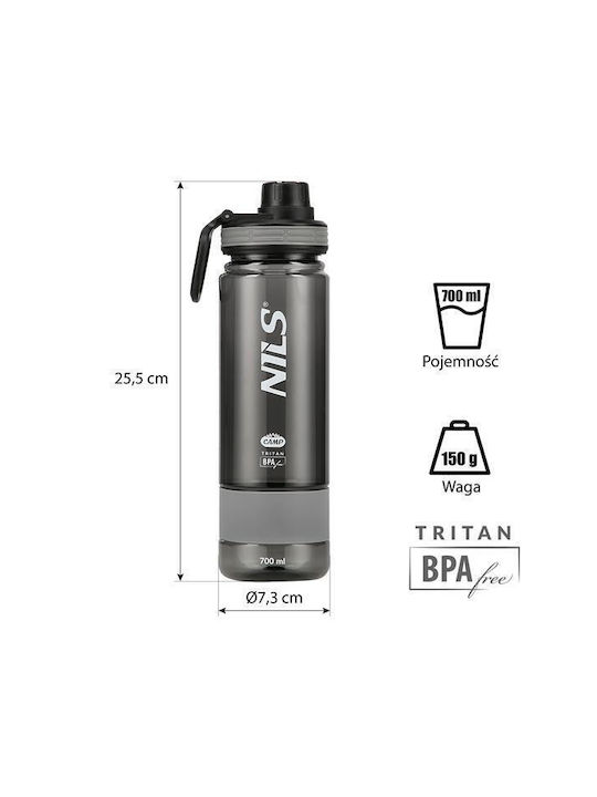 Nils Sport Water Bottle Plastic 700ml Gray