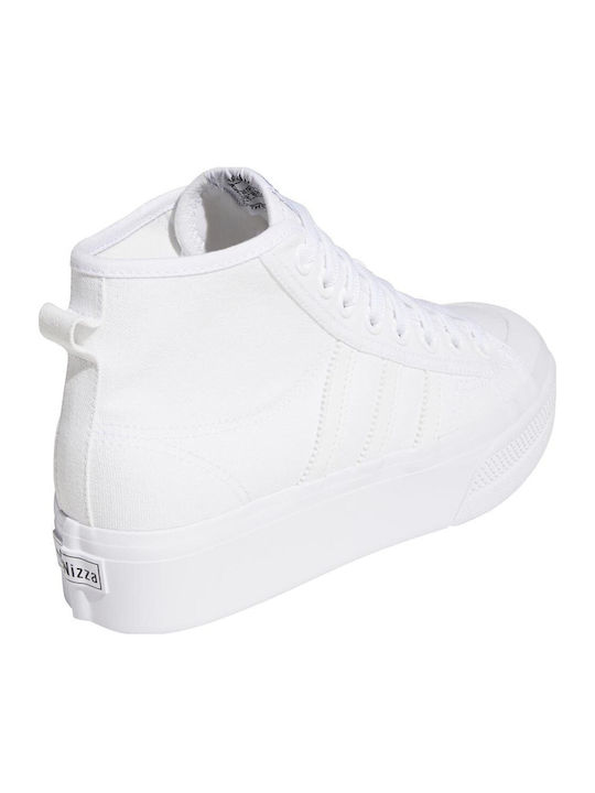 Nizza Damen Flatforms Stiefel Cloud White