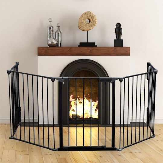 Wiltoc 61954 Metallic Fireplace Screen with 5 Panels 160x60x75cm Black
