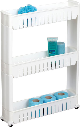 Evideco Rafturi de baie Raft Baie Plastic cu 3 Rafturi 54x12.9x71.8cm Albă