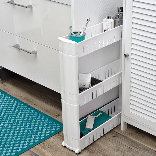 Evideco Rafturi de baie Raft Baie Plastic cu 3 Rafturi 54x12.9x71.8cm Albă