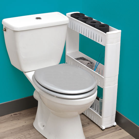 Evideco Rafturi de baie Raft Baie Plastic cu 3 Rafturi 54x12.9x71.8cm Albă