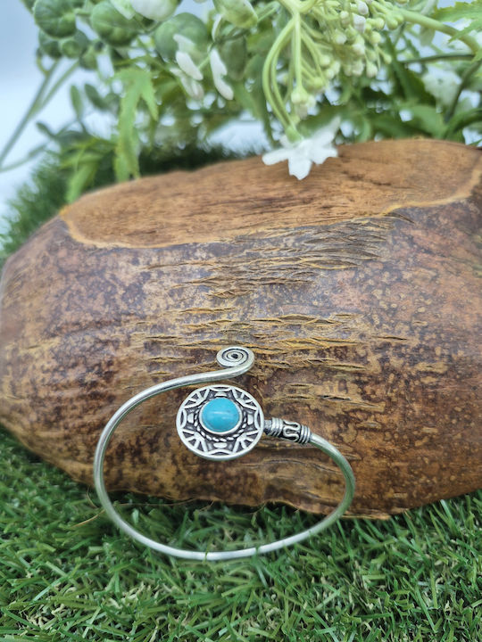 Silbernes Armband Türkis – Damen Offenes