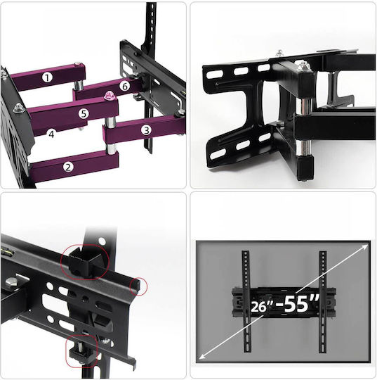 Uncle George 01.05.01-0010 Wall TV Mount with Arm up to 50kg Black
