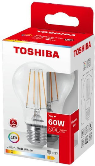 Toshiba LED Bulb 7W for Socket E27 and Shape A60 Warm White