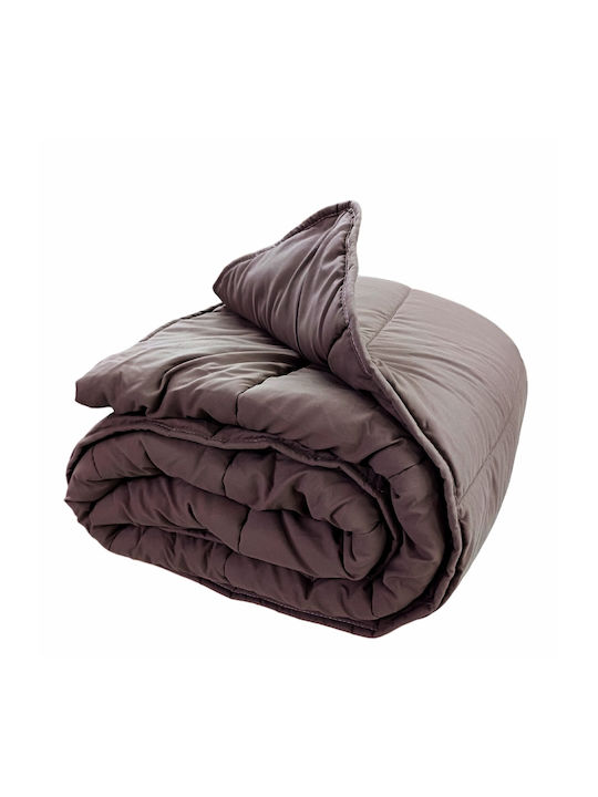 BS Collection Πάπλωμα Μονό με Γέμιση Microfiber 160x240εκ. Καφέ 270 GSM