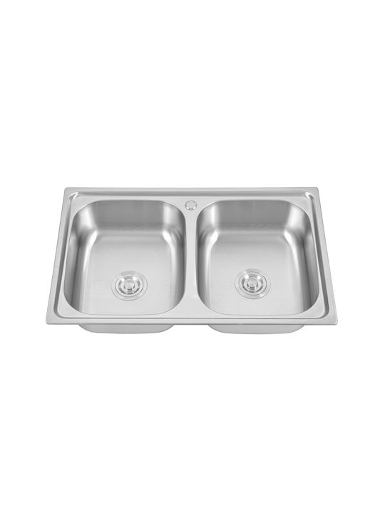 Hydra Drop-In Sink Inox Satin W80xD50cm Silver