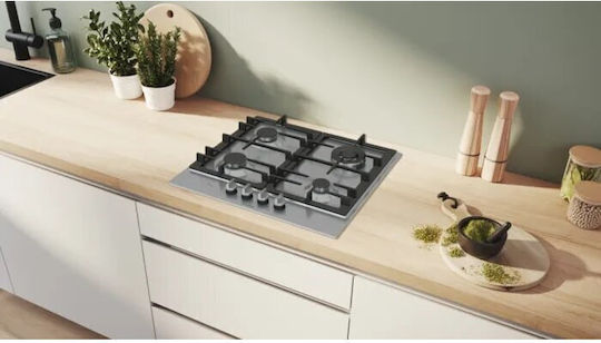 Bosch Serie 6 Εστία Φυσικού Αερίου Αυτόνομη 58.2x52εκ. Ασημί