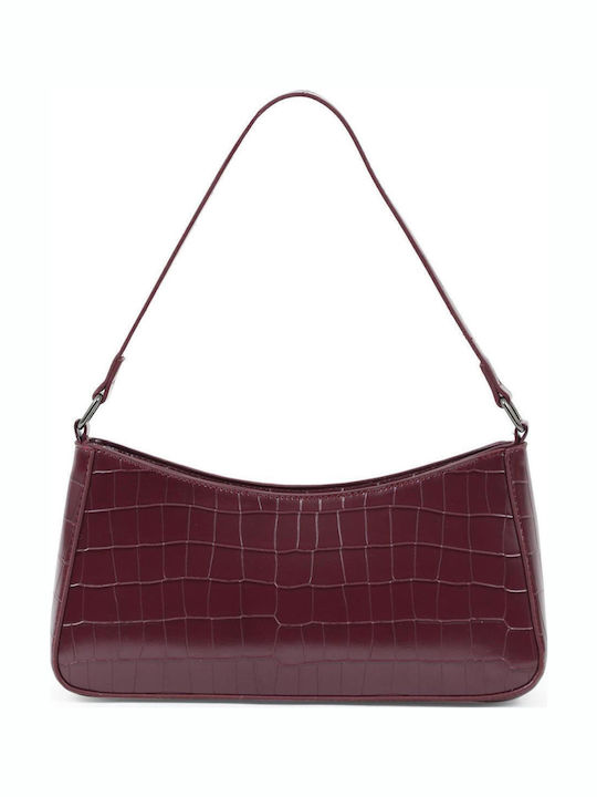 Women's Shoulder Bag Croco Burgundy