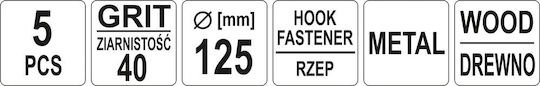 Yato Exzenterschleifer-Schleifblatt K40 125x125mm Set 5Stück