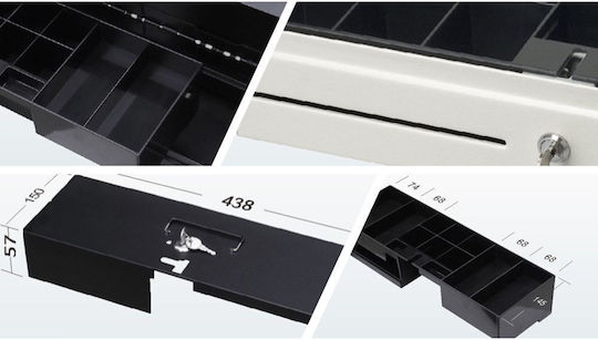 ICS EC 4617S Cash Drawer with 8 Coin Slots and 6 Slots for Bills 46x17x10cm
