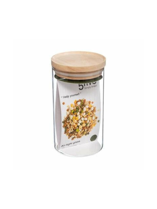 5Five General Use Glass Jar with Lid Beige 1000ml 1 Piece