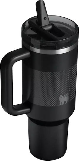 Stanley Flip Handled Tumbler Thermos Stainless Steel 1.18lt Black Fade with Straw and Handle