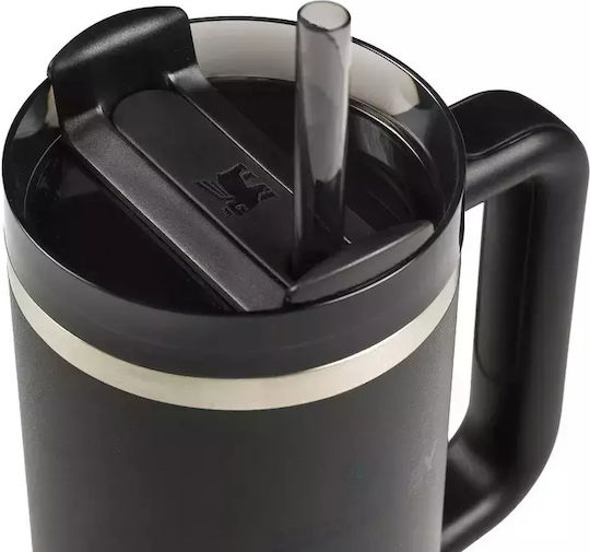 Stanley Quencher H2.0 FlowState Handled Tumbler Θερμός Ανοξείδωτο BPA Free 1.18lt Black με Καλαμάκι και Λαβή