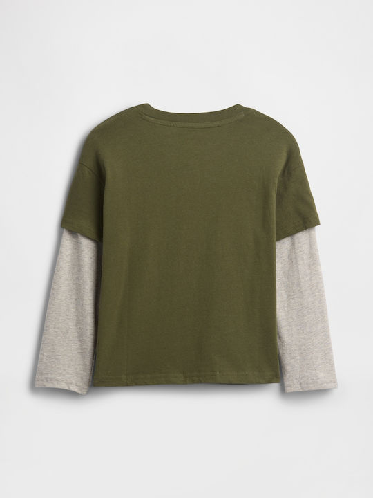 Kinderhemd Langarm Army Jacket Green Graphic