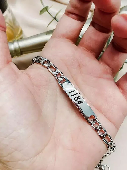 Ανδρικό Βραχιόλι Ταυτότητα Χάραξη Awear Carlo Silver