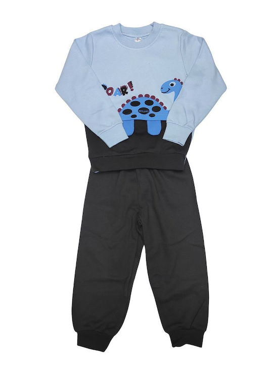 Dreams by Joyce Kids Nightwear Winter Light Blue-Charcoal Dinosaur