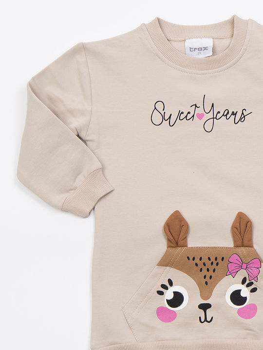 Children's Dress Sweatshirt Long Sleeve Beige