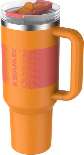 Stanley Flip Handled Tumbler Thermos Stainless Steel 1.18lt Golden Rod Fade with Straw and Handle